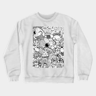 black and white doodle art Crewneck Sweatshirt